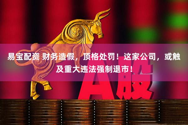 易宝配资 财务造假，顶格处罚！这家公司，或触及重大违法强制退市！