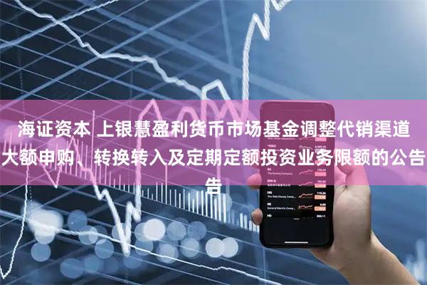 海证资本 上银慧盈利货币市场基金调整代销渠道大额申购、转换转入及定期定额投资业务限额的公告