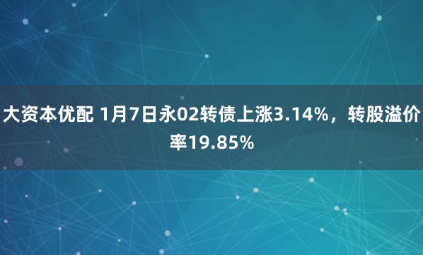 大资本优配 1月7日永02转债上涨3.14%，转股溢价率19.85%